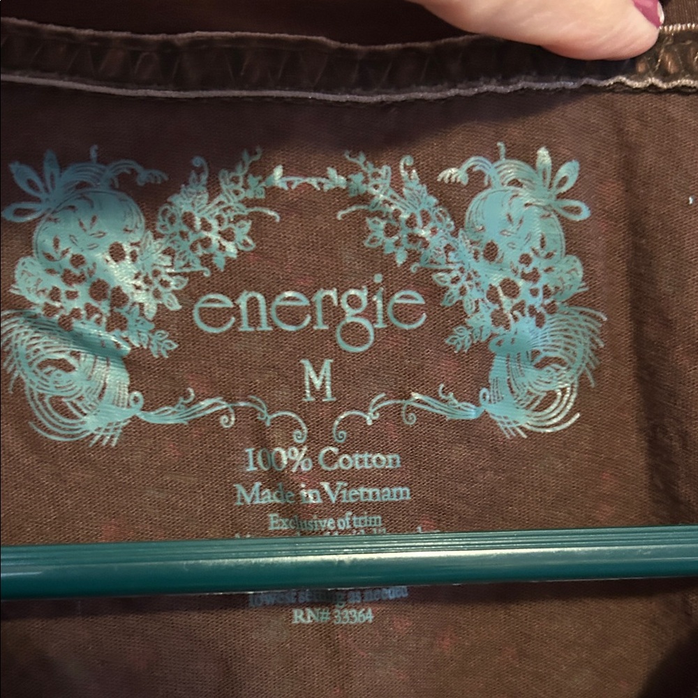 Energie Brown vintage Floral V-Neck Blouse size M - Picture 2 of 6